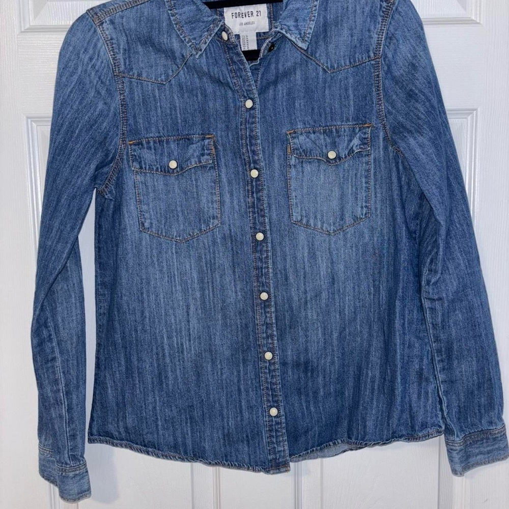 Forever 21 Button Up Denim Top